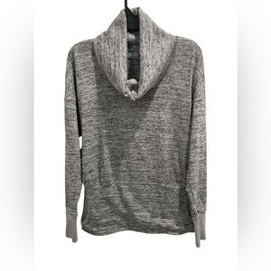 Athleta Running Pullover Sweater Kangaroo Pockets Turtle Neck Size S Grey